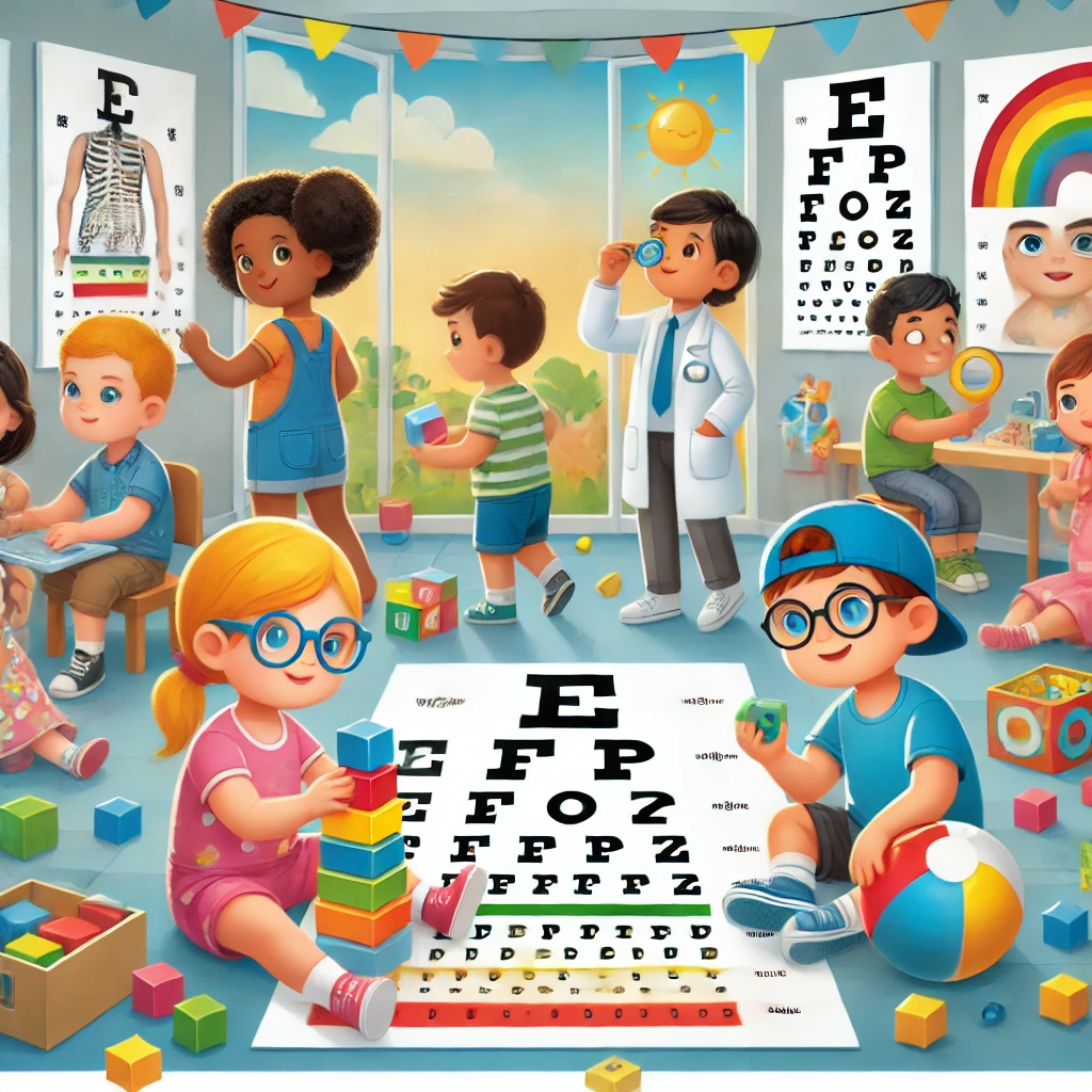 A-colorful-and-engaging-educational-poster-for-a-pediatric-optometry-office.-The-poster-depicts-a-diverse-group-of-children-of-various-ages-and-ethnic. A-colorful-and-engaging-educational-poster-for-a-pediatric-optometry-office.-The-poster-depicts-a-diverse-group-of-children-of-various-ages-and-ethnic.