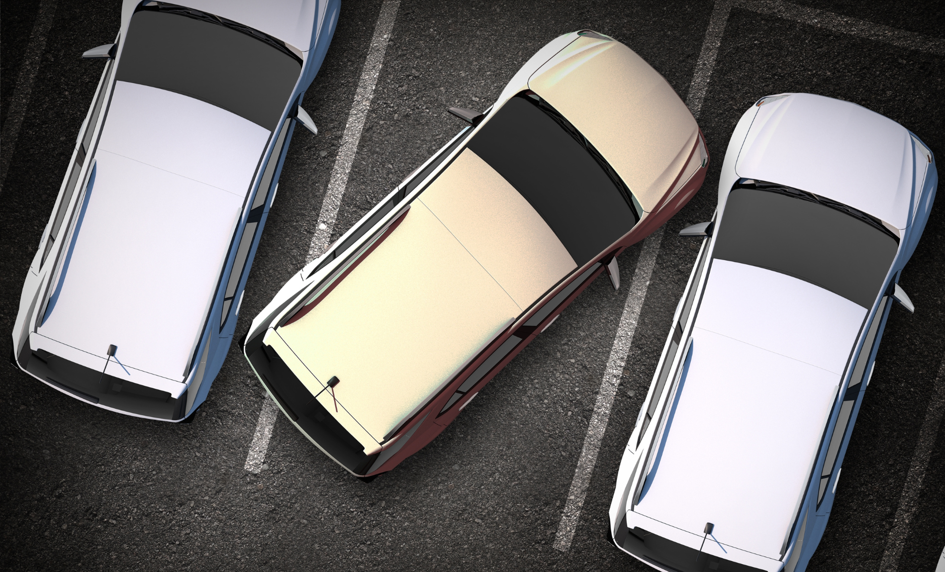 Image of a car parked out of line Image of a car parked out of line