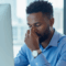 image of a man with eye strain