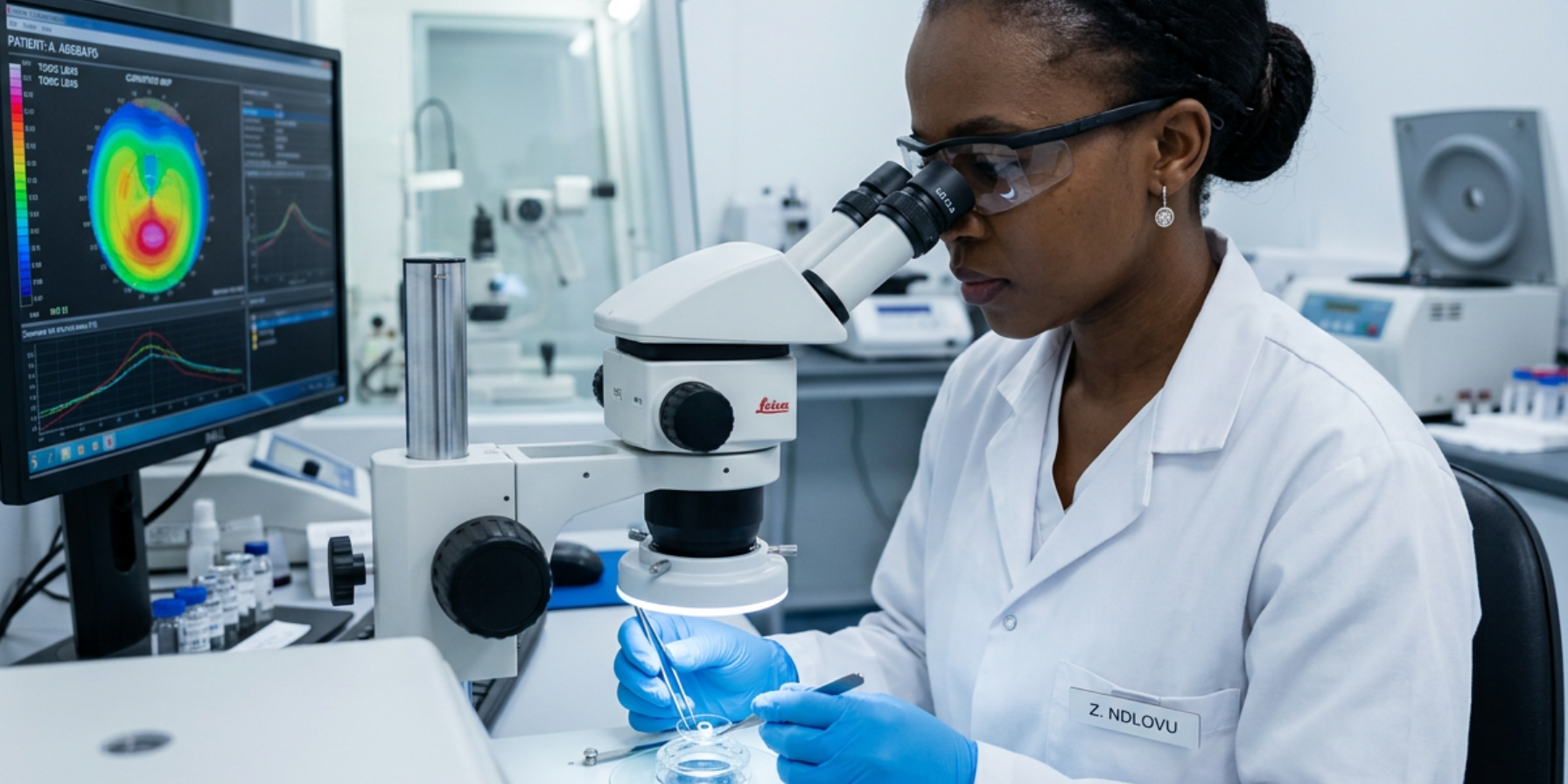 Eye specialist working on contact lenses